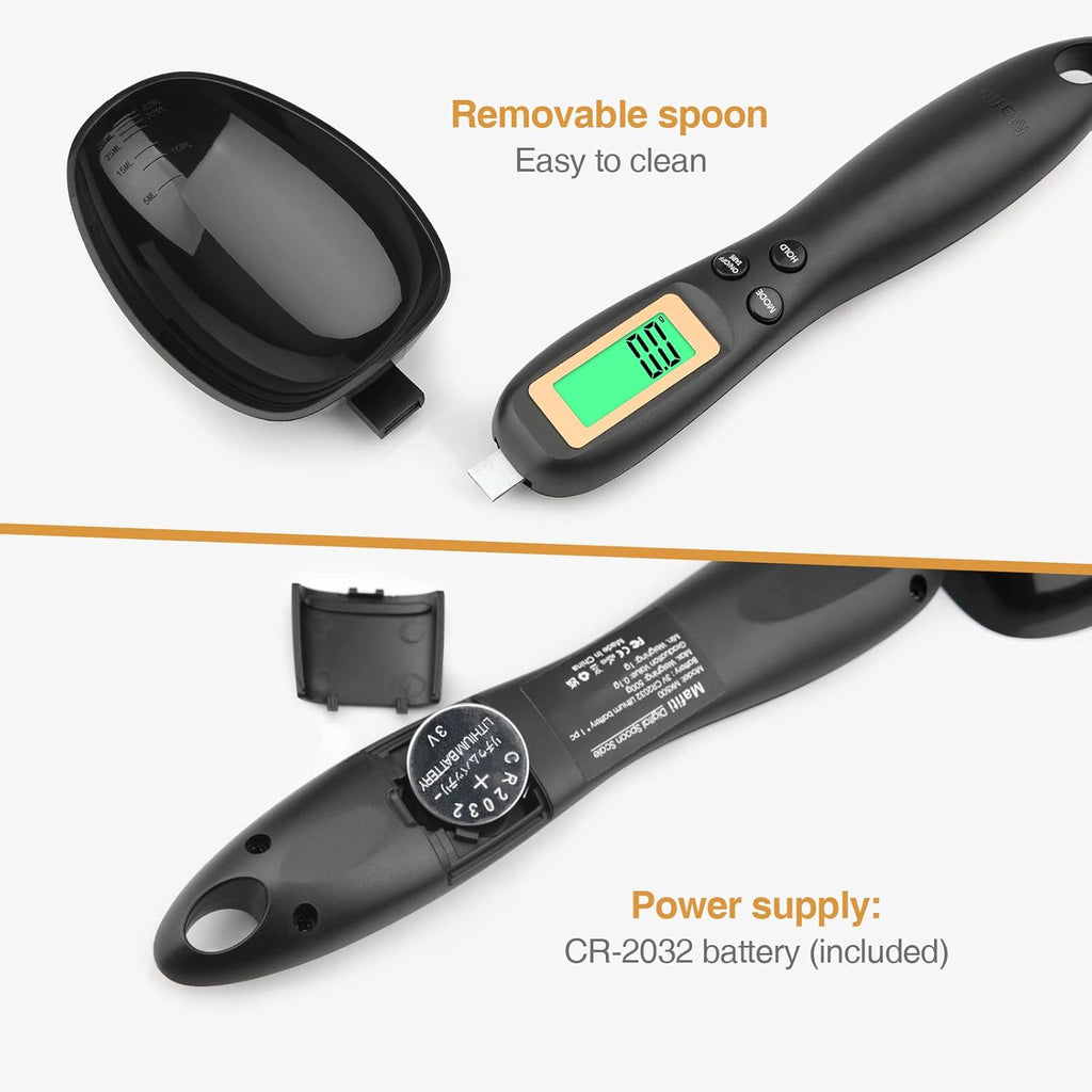 Digital Measuring Spoon, Weighing Spoon Scale 500G / 0.1G High Precision with LCD Screen Display for Kitchen Gadgets Daily Meals and Pet/Dog/Cat Food Measuring Scoop