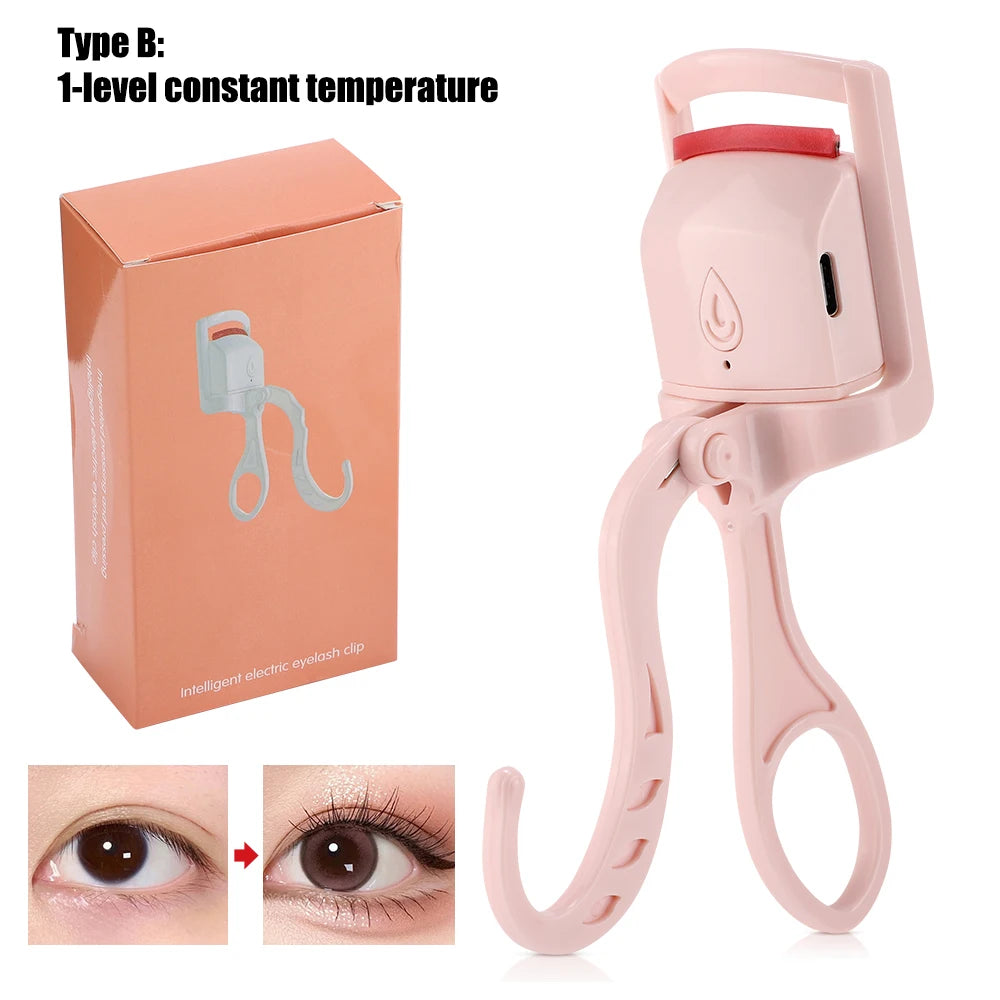 Electric Heated Eyelash Curler Rechargeable Digital Display 3 Heat Eyelash Curling Machine Long-Lasting Naturally Makeup Tool