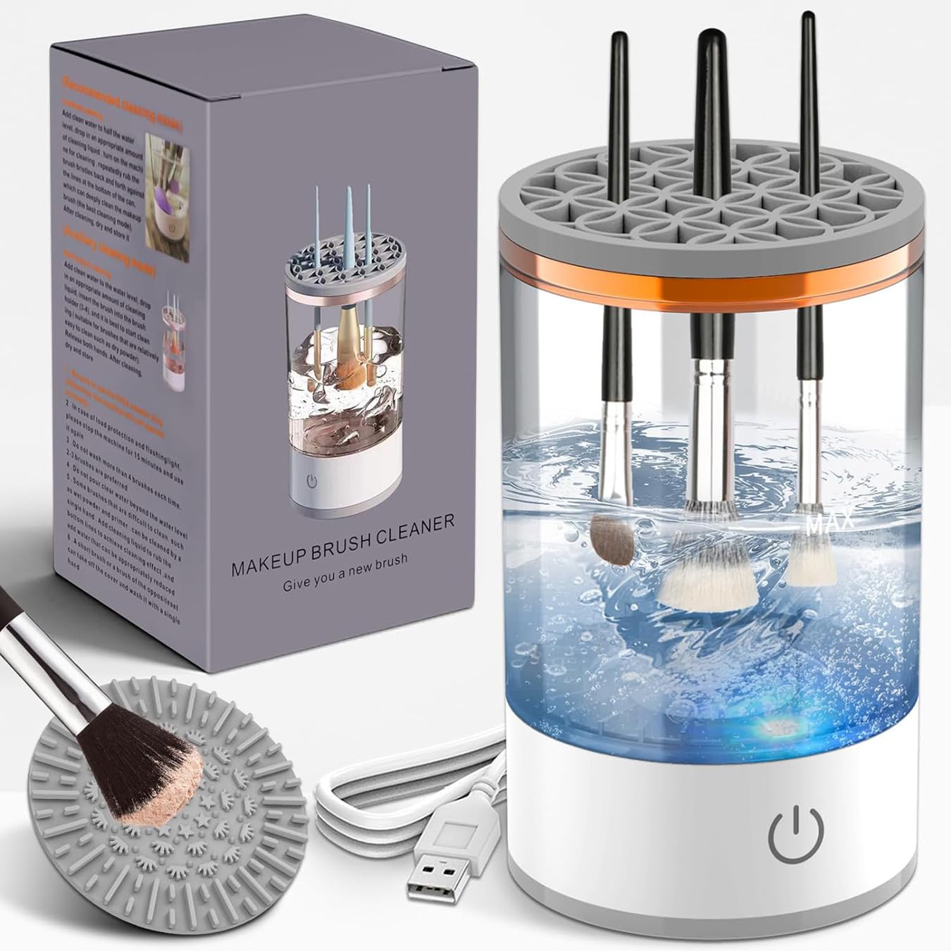 Makeup Brush Cleaner,Electric Makeup Brush Cleaner Machine for Deep Cleaning,Automatic Makeup Brush Cleaner for All Size Beauty Makeup Brush