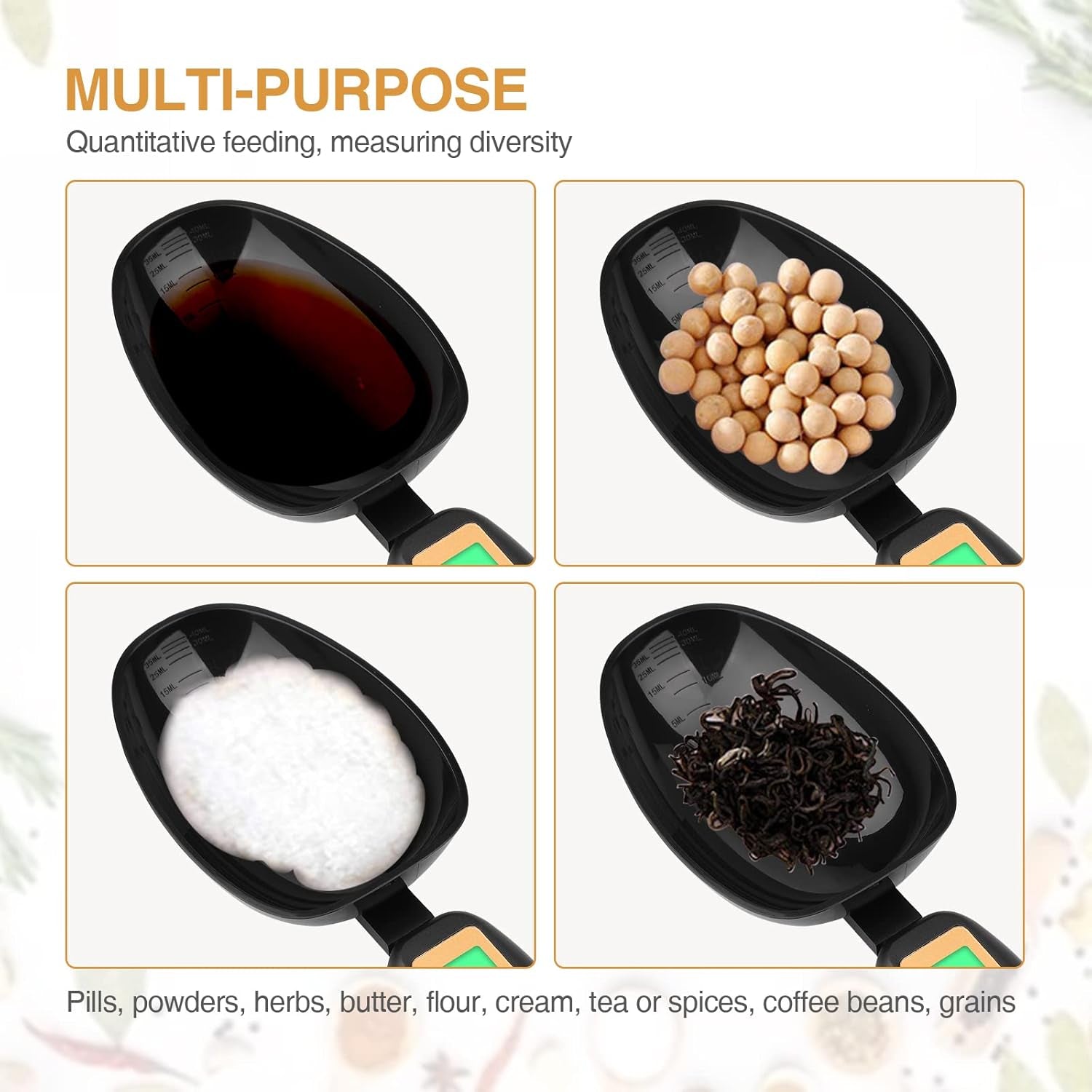 Digital Measuring Spoon, Weighing Spoon Scale 500G / 0.1G High Precision with LCD Screen Display for Kitchen Gadgets Daily Meals and Pet/Dog/Cat Food Measuring Scoop