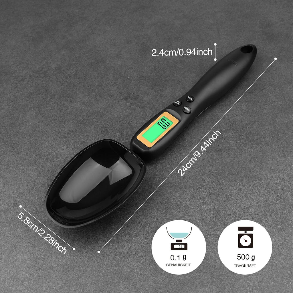 Digital Measuring Spoon, Weighing Spoon Scale 500G / 0.1G High Precision with LCD Screen Display for Kitchen Gadgets Daily Meals and Pet/Dog/Cat Food Measuring Scoop