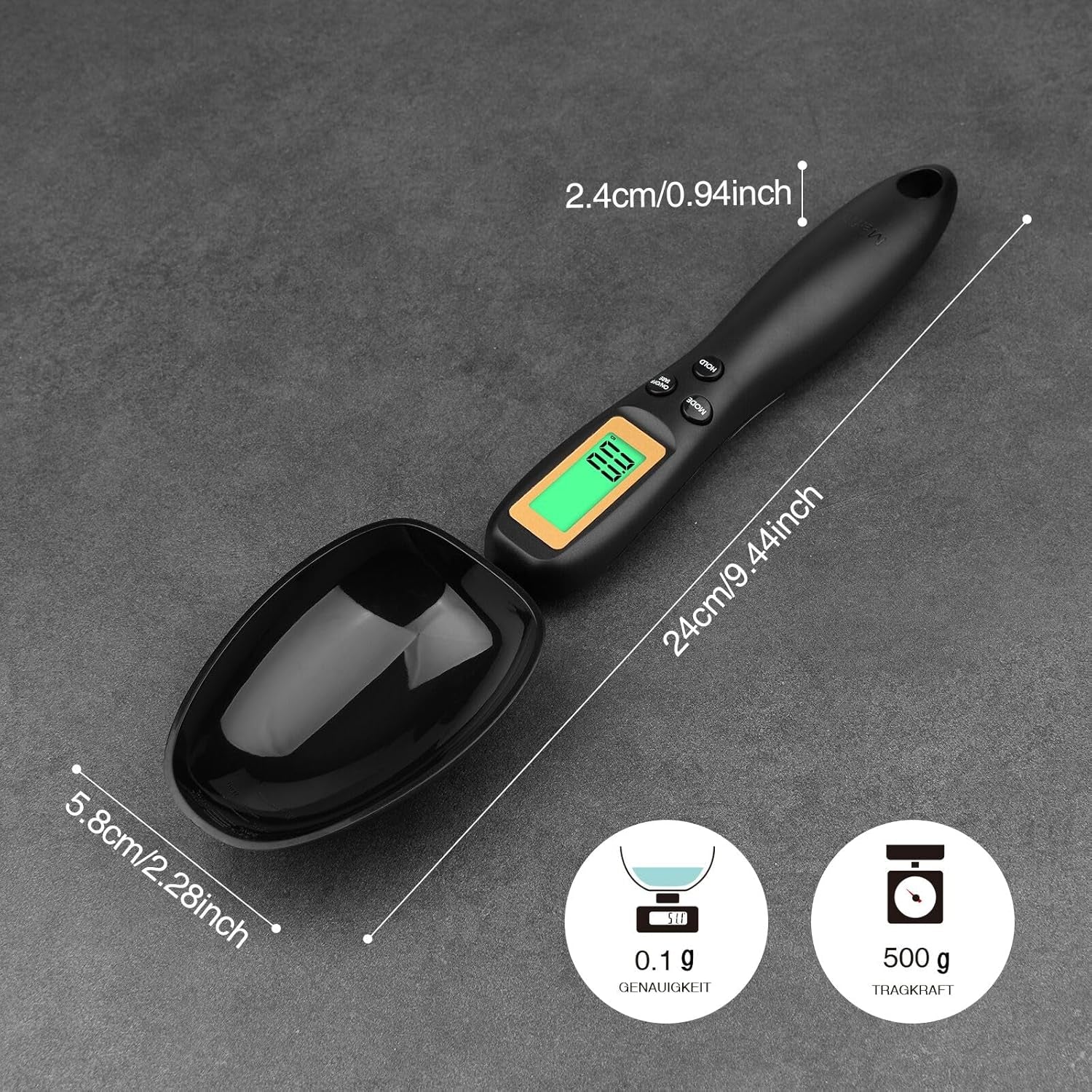 Digital Measuring Spoon, Weighing Spoon Scale 500G / 0.1G High Precision with LCD Screen Display for Kitchen Gadgets Daily Meals and Pet/Dog/Cat Food Measuring Scoop