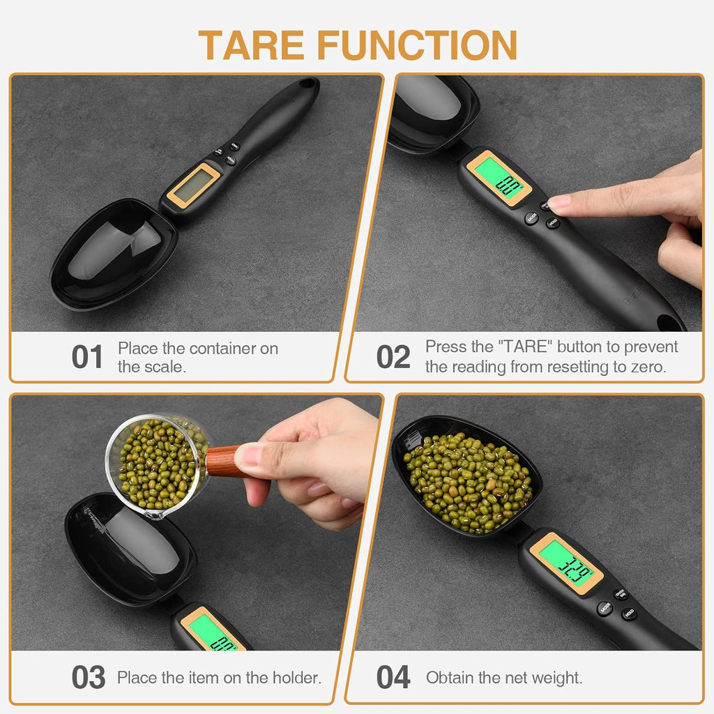 Digital Measuring Spoon, Weighing Spoon Scale 500G / 0.1G High Precision with LCD Screen Display for Kitchen Gadgets Daily Meals and Pet/Dog/Cat Food Measuring Scoop